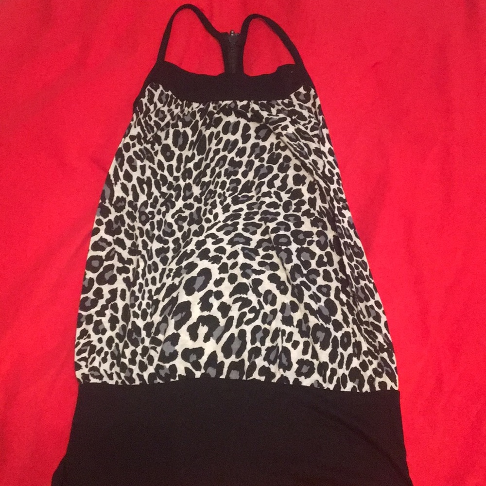 Black white and grey leopard tank